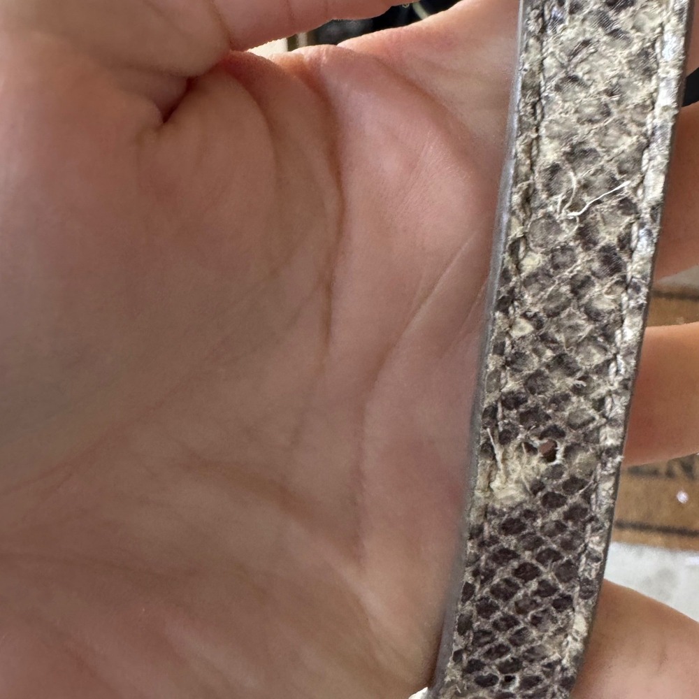 G.I.L.I Genuine‎ Leather Snakeskin Embossed Purse Tote Bag Grey XL Crossbody - Picture 12 of 14